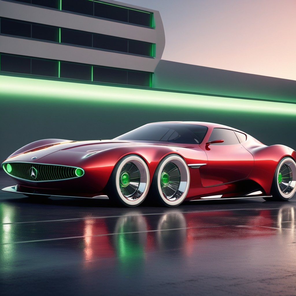 Futuristic Red Sports Car with Aerodynamic Design
