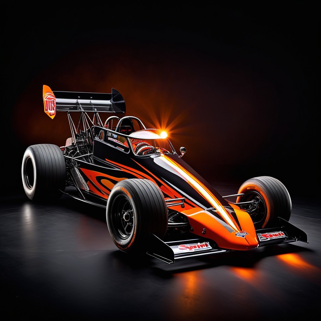 High-Performance Race Car in Black and Orange Design