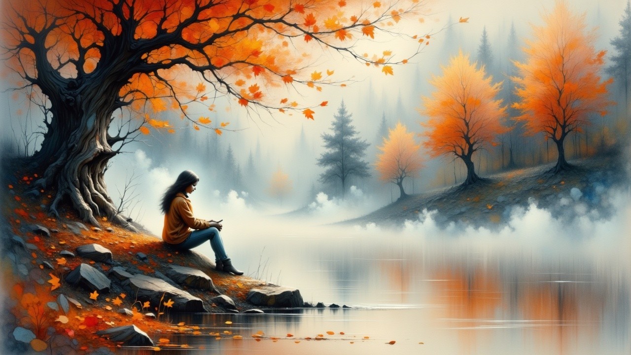Serene Autumn Landscape by a Tranquil Lake