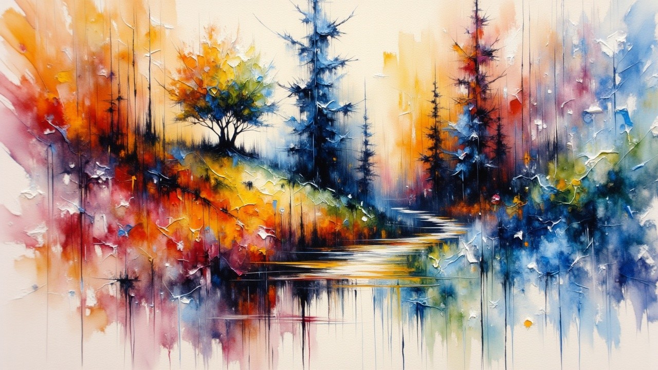 Vibrant Abstract Landscape with Colorful Elements