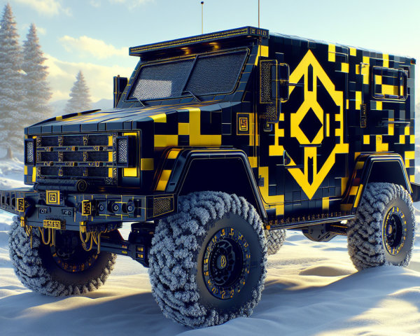 Futuristic Off-Road Vehicle in Snowy Landscape