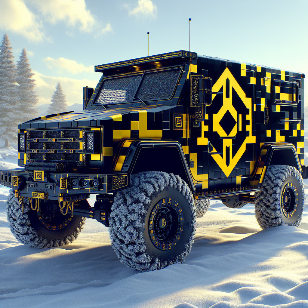 Futuristic Off-Road Vehicle in Snowy Landscape