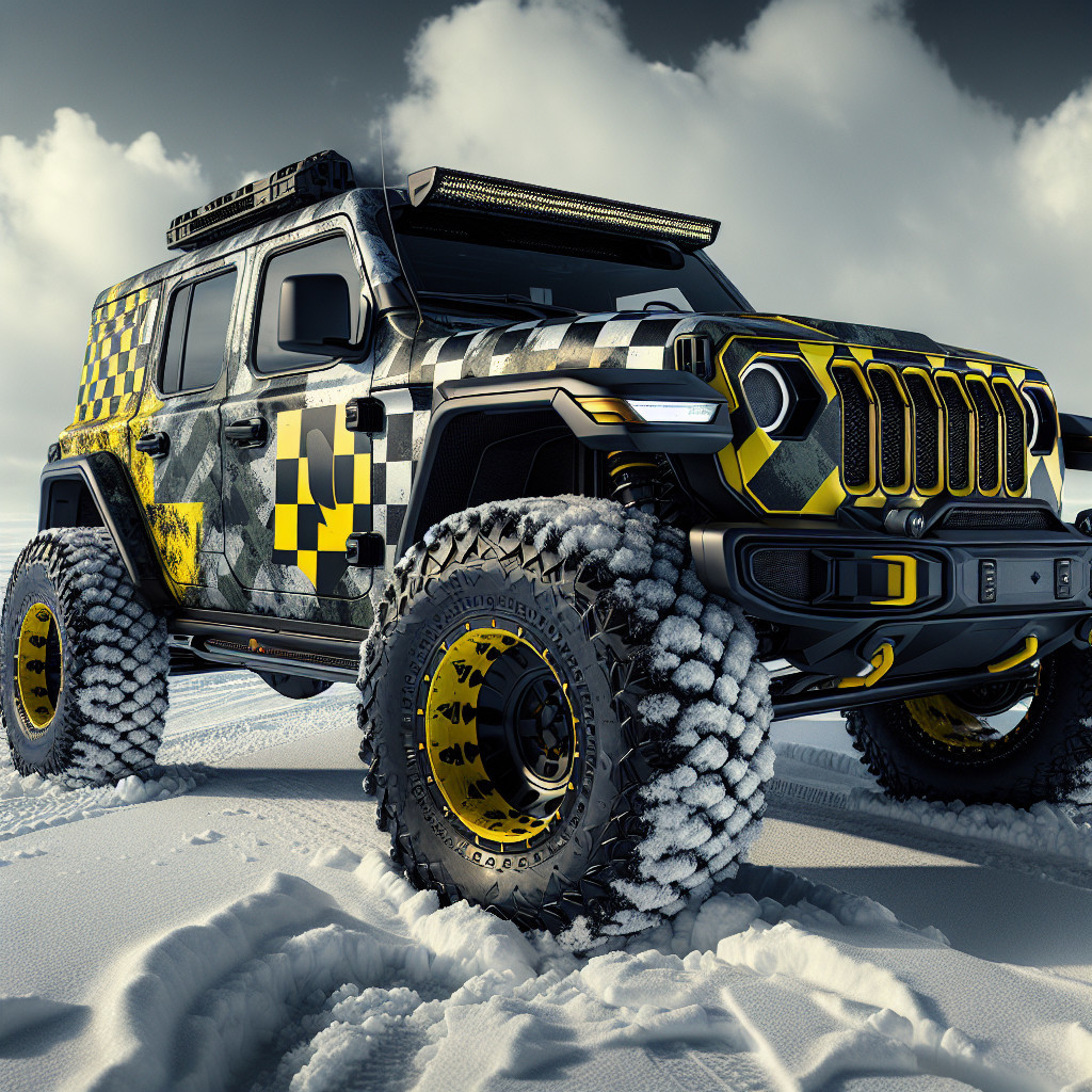 Rugged Off-Road Vehicle in Snowy Landscape