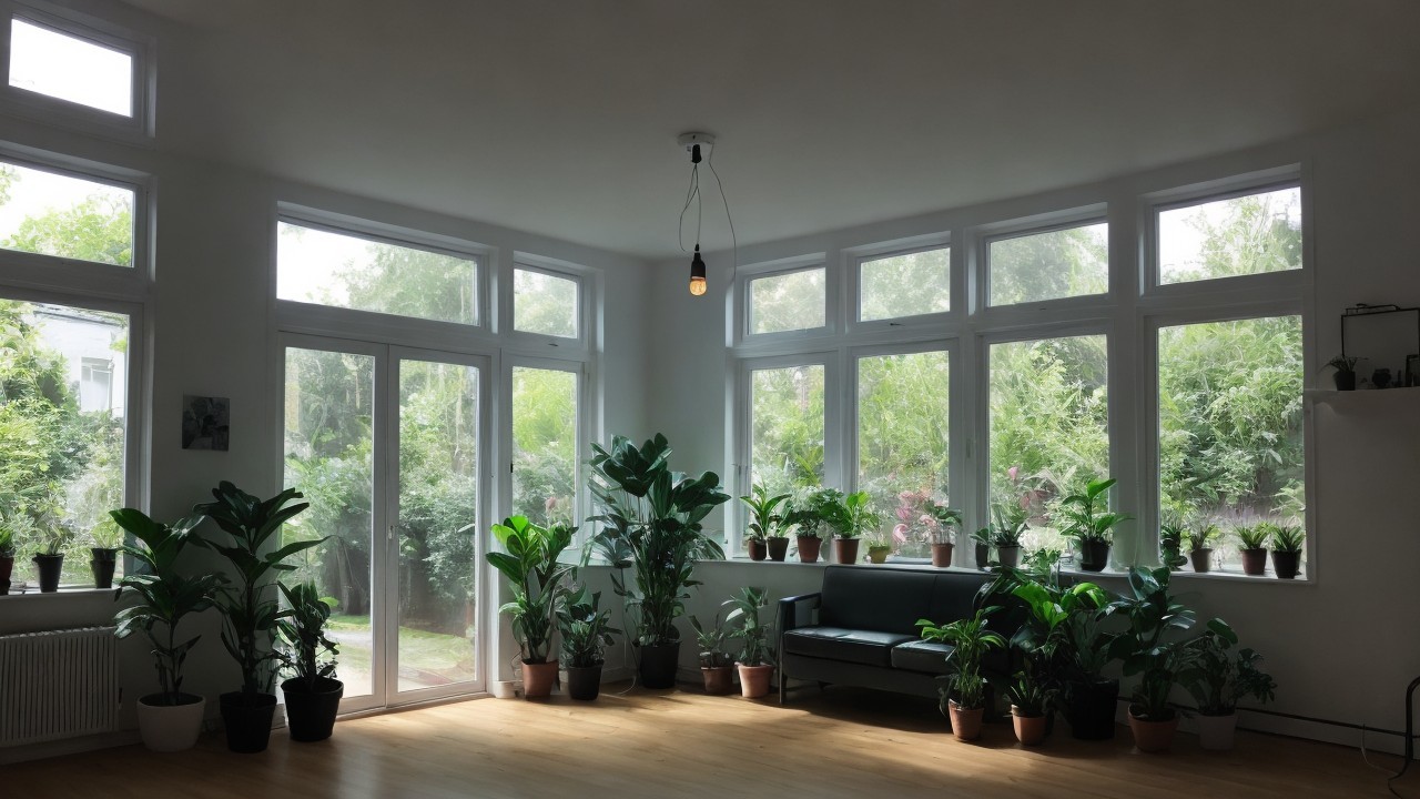 Bright Room with Natural Light and Greenery Decor