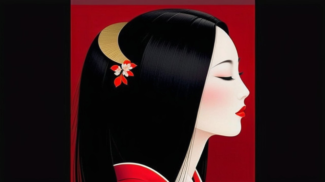 Profile of a Woman with Elegant Features and Hairpin