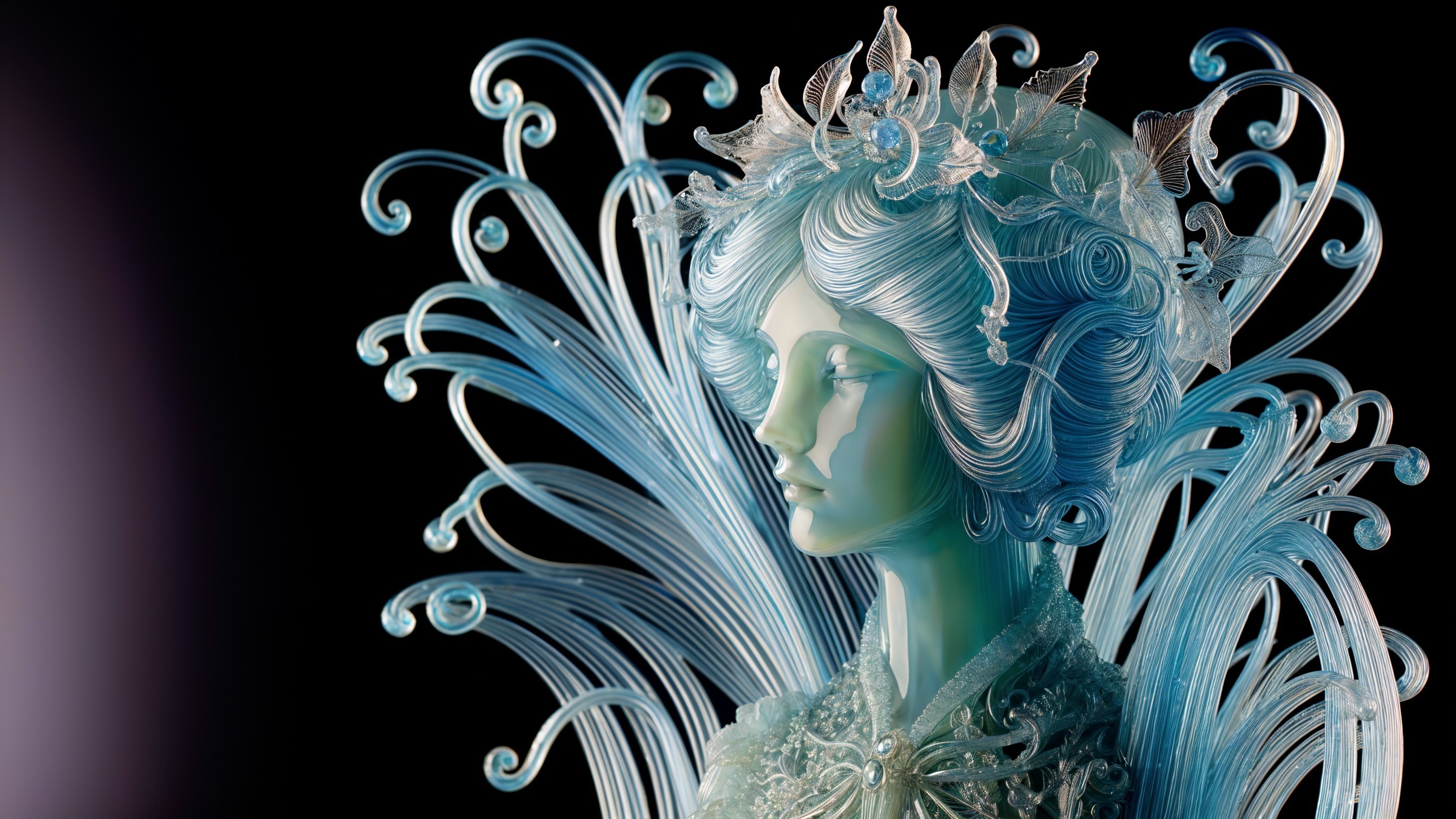 Intricate Glass Sculpture of a Female Figure