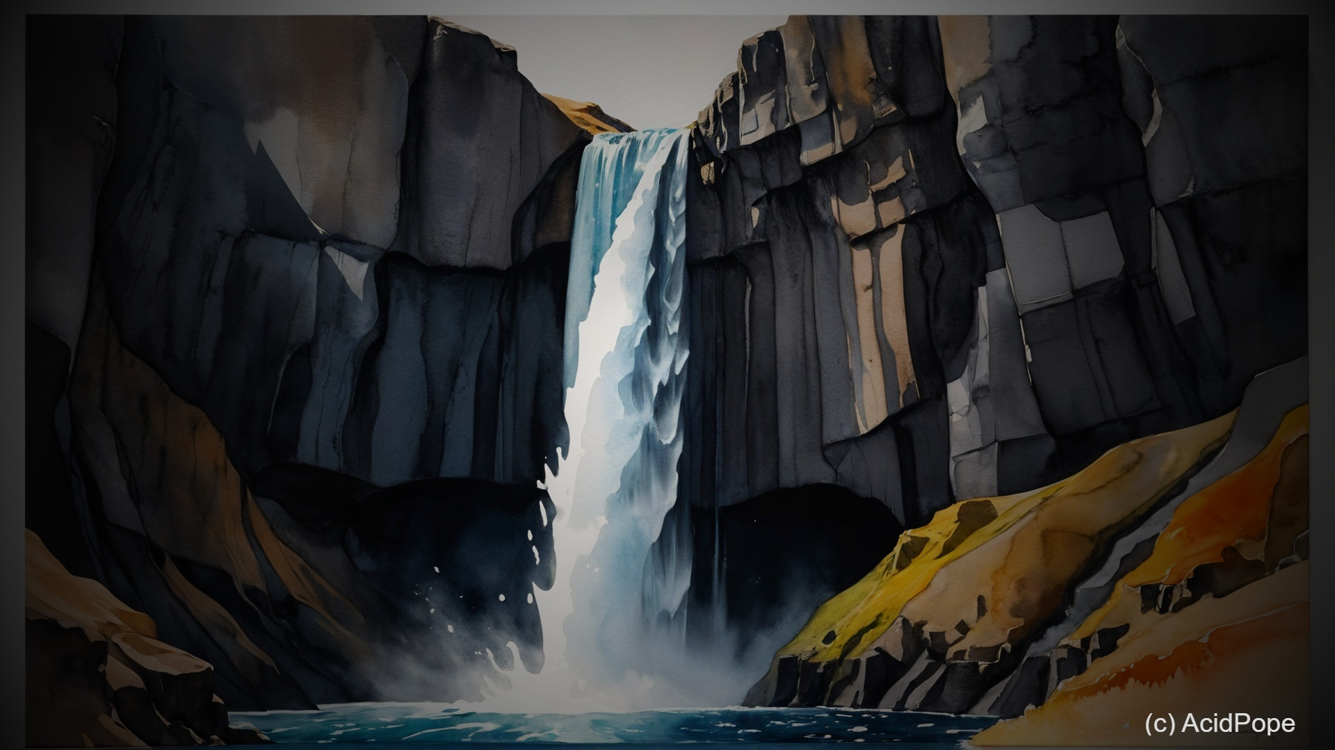 Majestic waterfall cascading into a serene pool