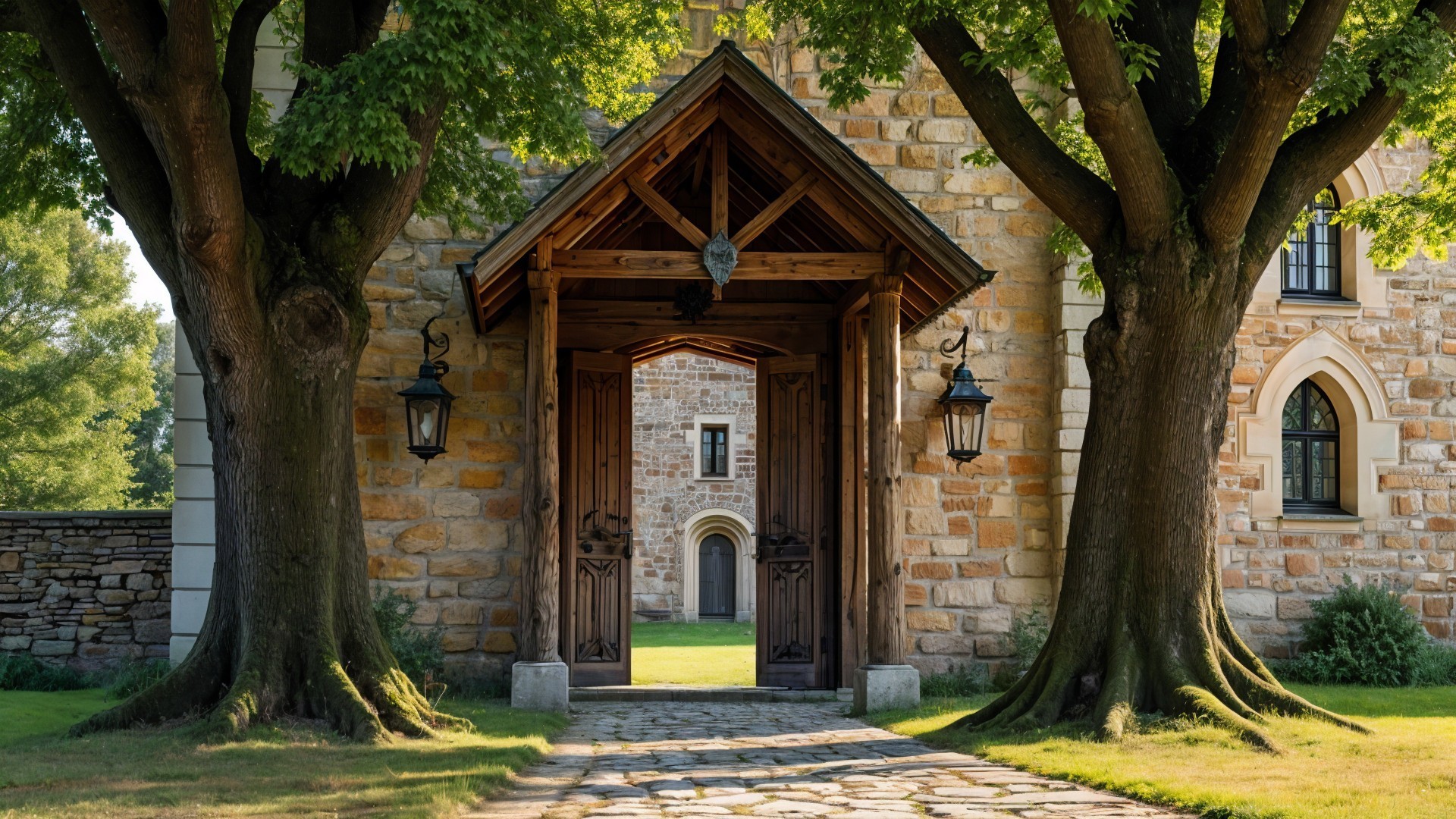 Charming Stone Entrance to Serene Courtyard