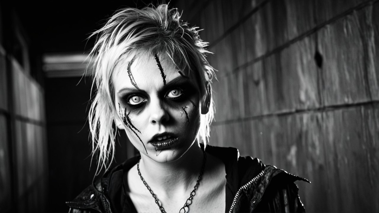 Pale-Skinned Figure with Dramatic Punk Hairstyle