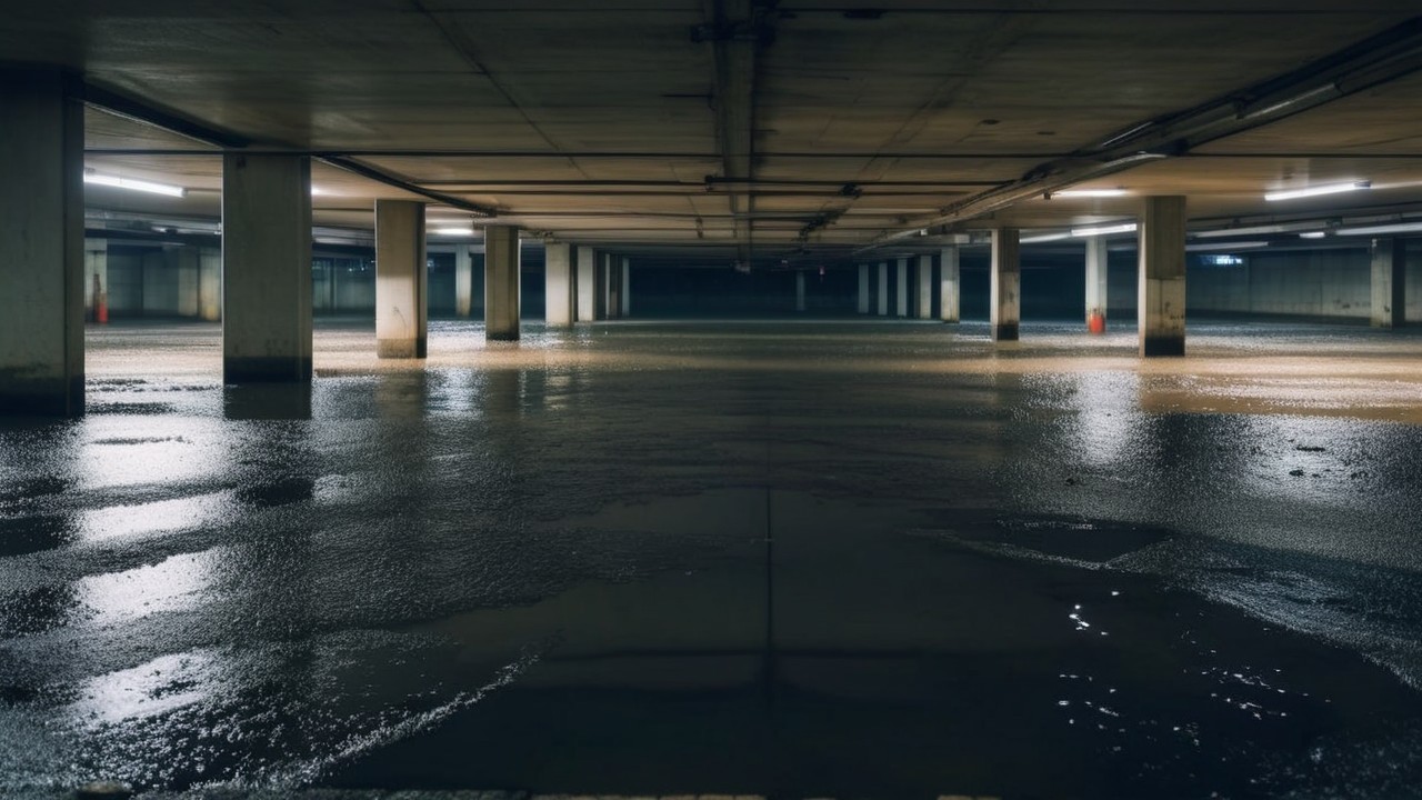 Underground Parking Garage Submerged in Water