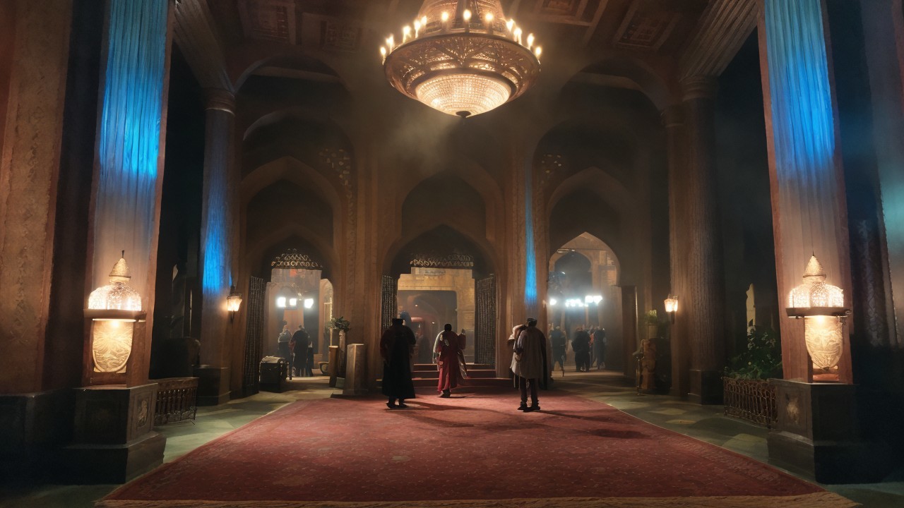 Opulent Interior of a Grand, Dramatic Hall