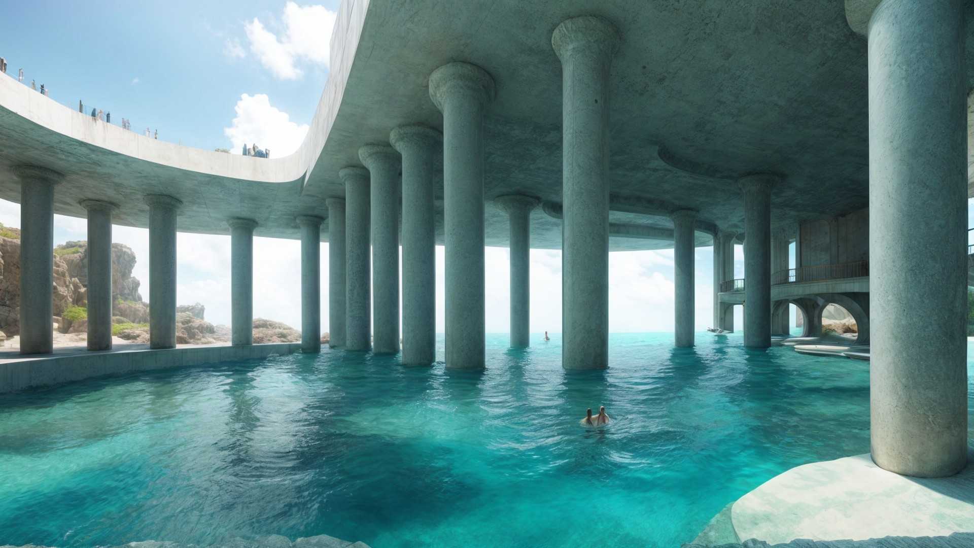 Modern Coastal Architecture with Pool and Columns