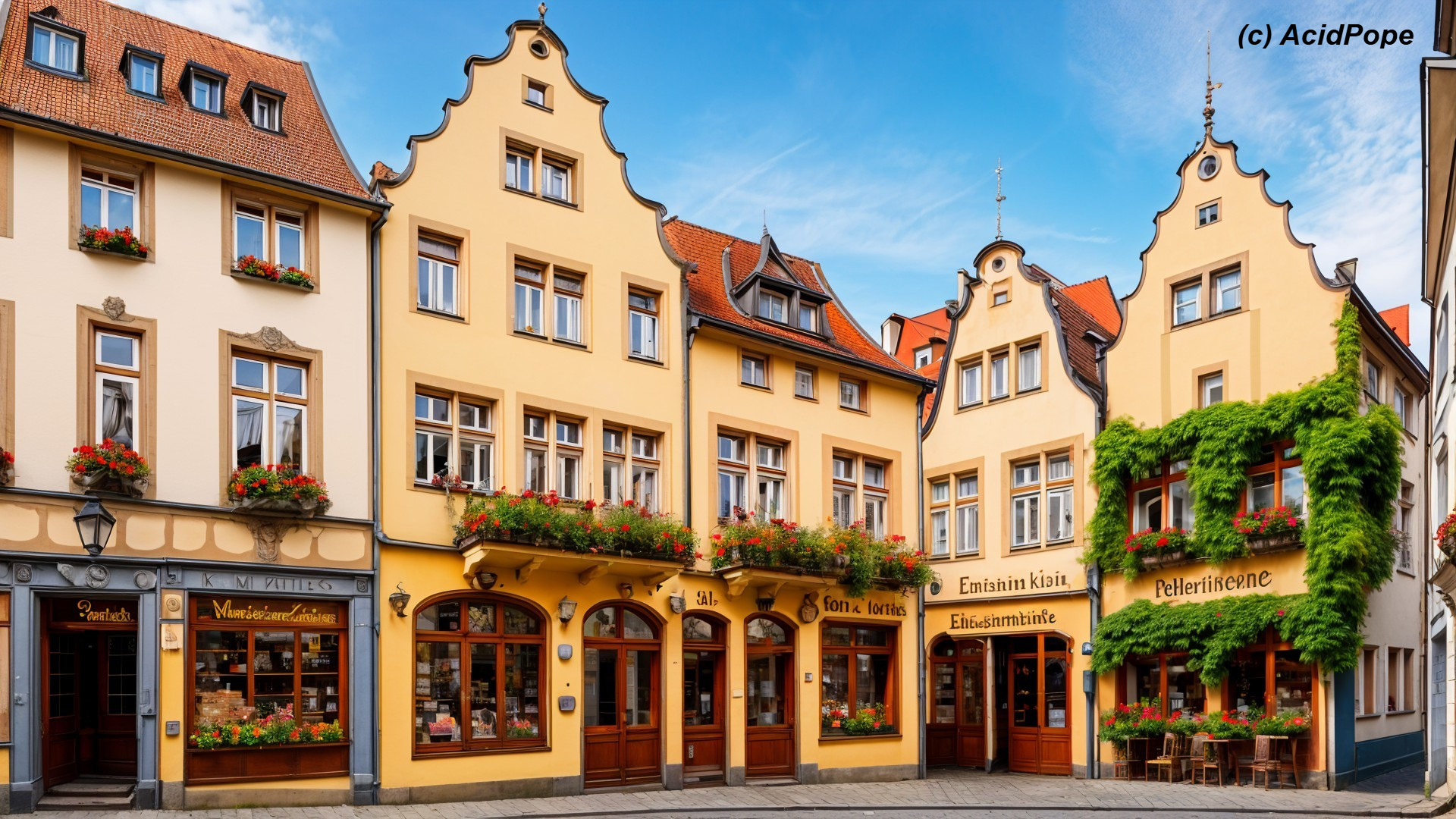 Charming Cobblestone Street with Colorful Architecture