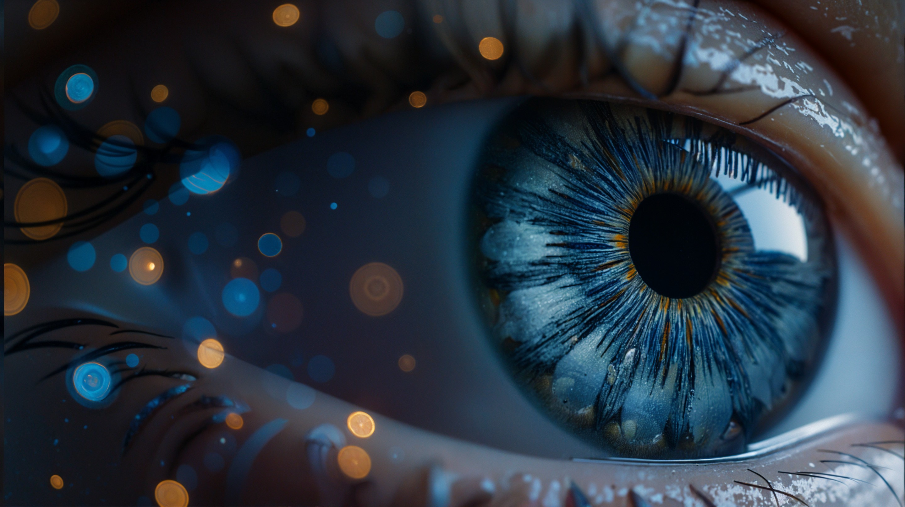 Close-up of a blue eye with vibrant iris details