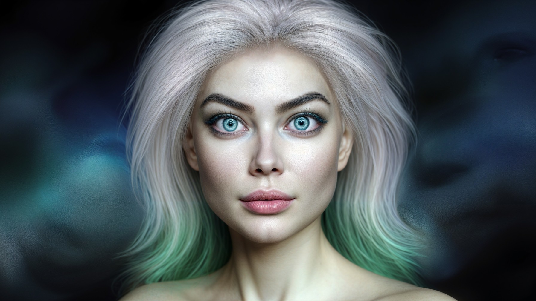 Close-Up of a Young Woman with Unique Hair and Features