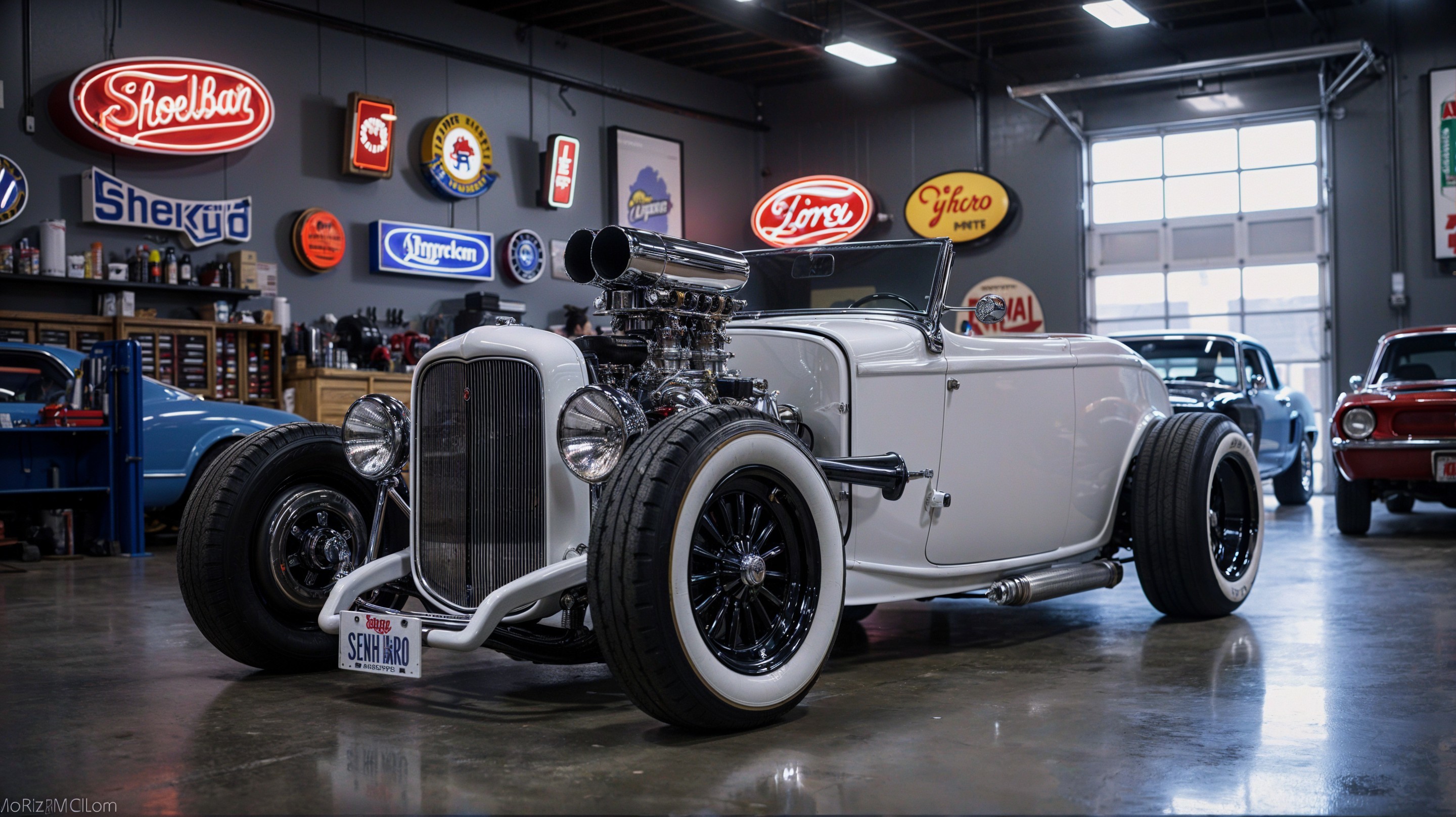Vintage Hot Rod with Chrome Details and Classic Appeal