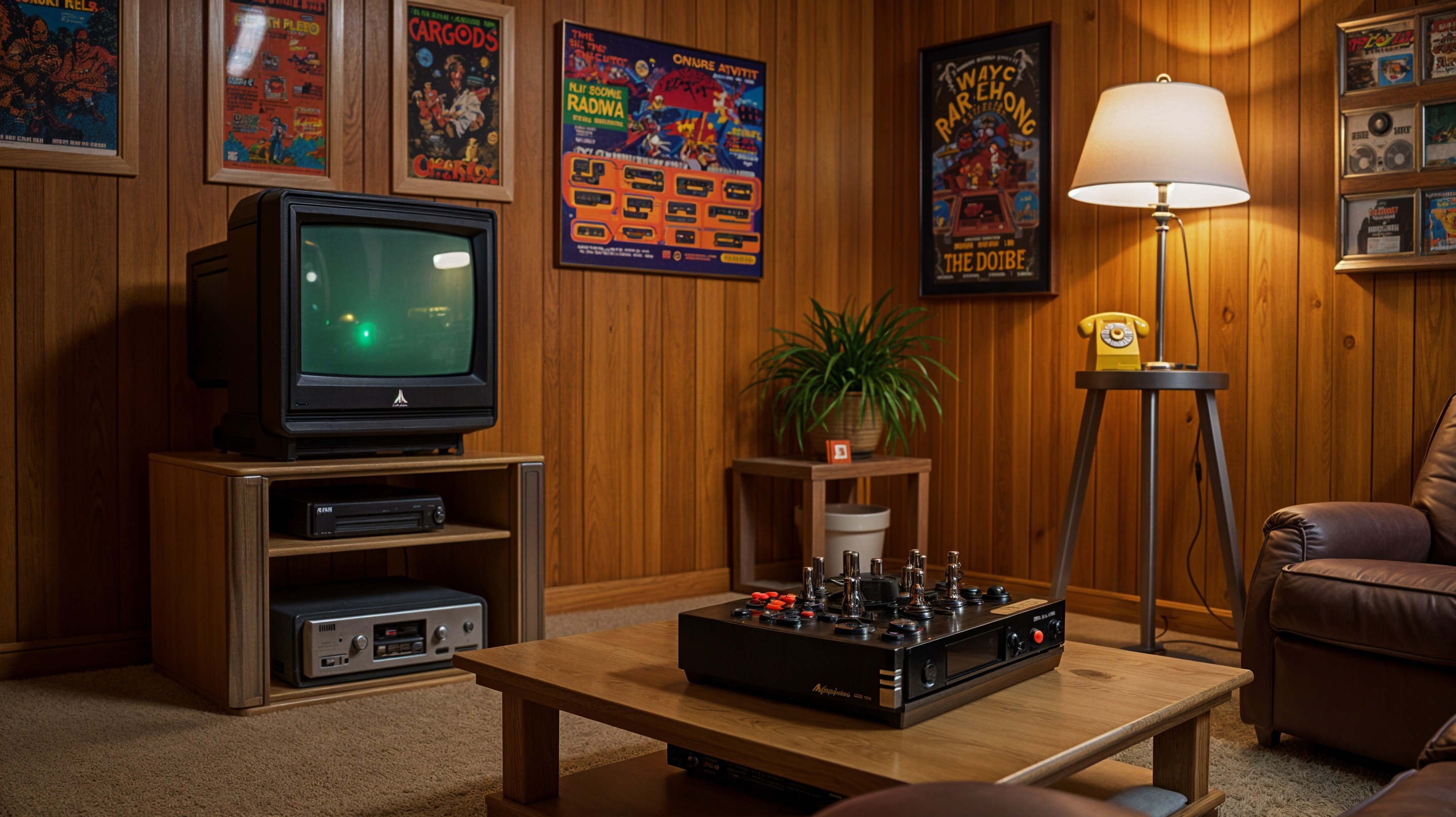 Retro Decor with Vintage Arcade and Classic TV