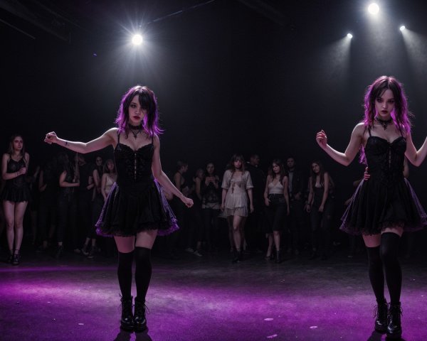 Dramatic Dance Performance in Dimly Lit Room