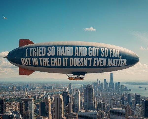 Blimp Displays Thoughtful Message Over City Skyline