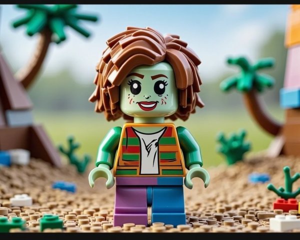 Vibrant Lego Figure in Playful Landscape Scene