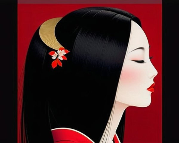 Profile of a Woman with Elegant Features and Hairpin