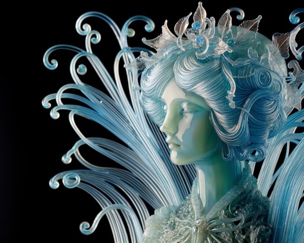 Intricate Glass Sculpture of a Female Figure