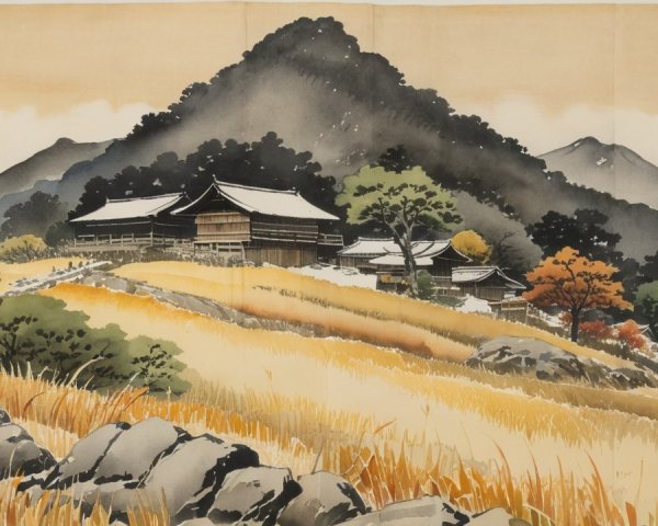 Traditional Japanese Architecture in Serene Landscape