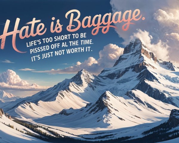 Snow-Capped Mountains Under Blue Sky with Quote