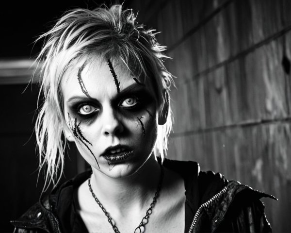 Pale-Skinned Figure with Dramatic Punk Hairstyle