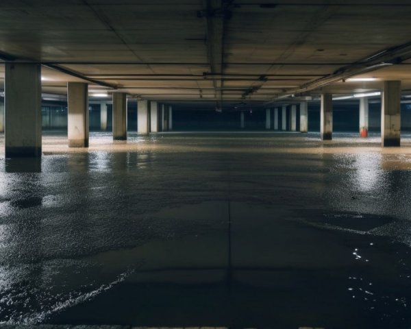 Underground Parking Garage Submerged in Water