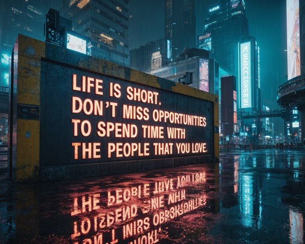 Urban Night Scene with Motivational Billboard Display