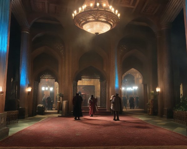 Opulent Interior of a Grand, Dramatic Hall