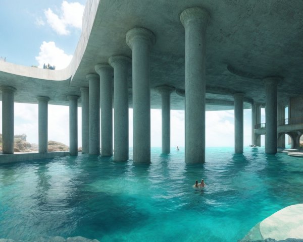 Modern Coastal Architecture with Pool and Columns