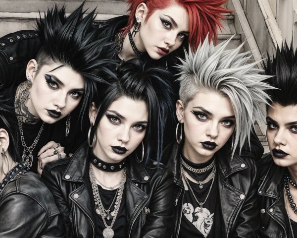 Punk Aesthetic of Six Individuals with Vibrant Styles