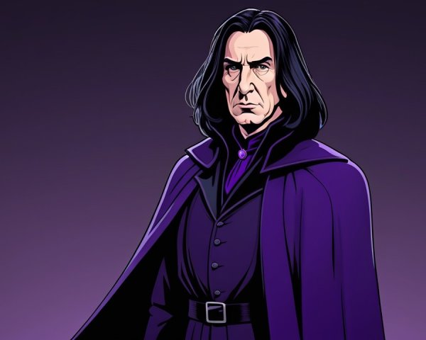 Character in Purple Cloak with Dark Hair and Serious Expression