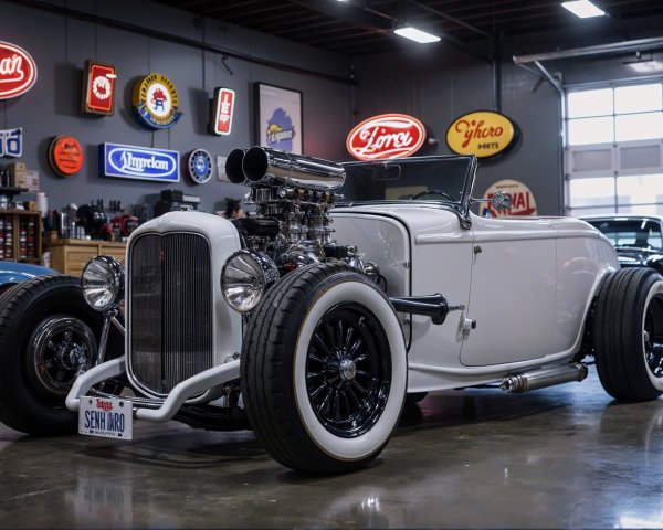 Vintage Hot Rod with Chrome Details and Classic Appeal