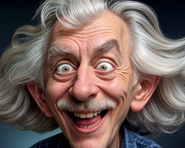 Cheerful older man with wild silver hair and smile