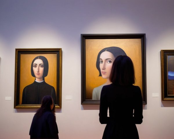 Modern Art Gallery Portraits with Stylized Figures