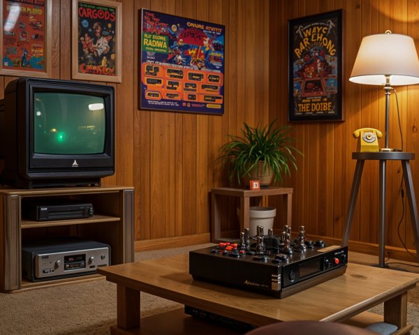 Retro Decor with Vintage Arcade and Classic TV