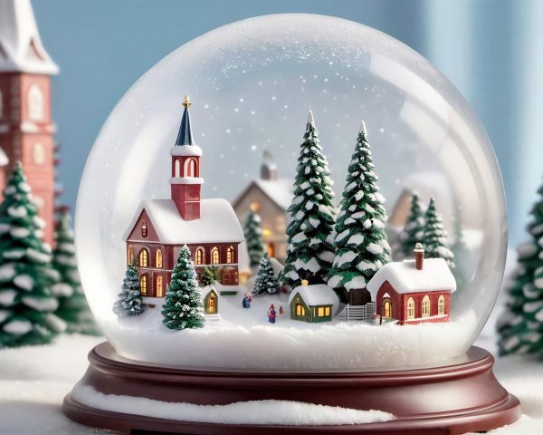 Christmas Snow Globe with Winter Village Scene