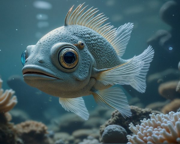 Whimsical Underwater Scene with Colorful Fish and Coral