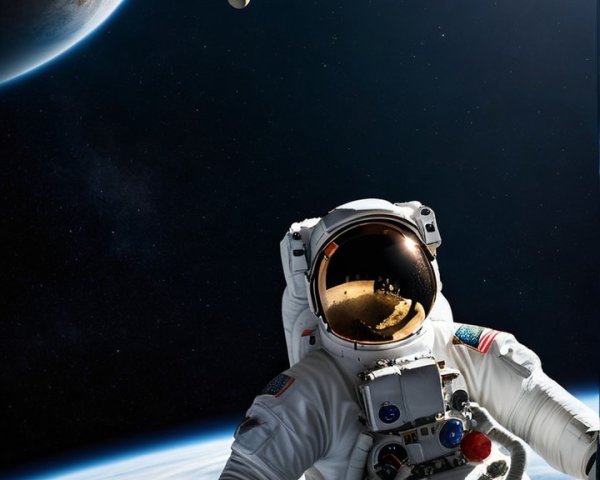 Astronaut Observes Jupiter and Earth from Space