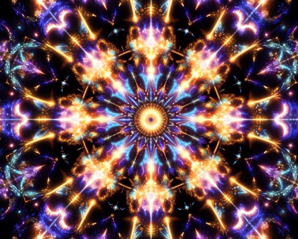 Vibrant Kaleidoscopic Cosmic Mandala Design