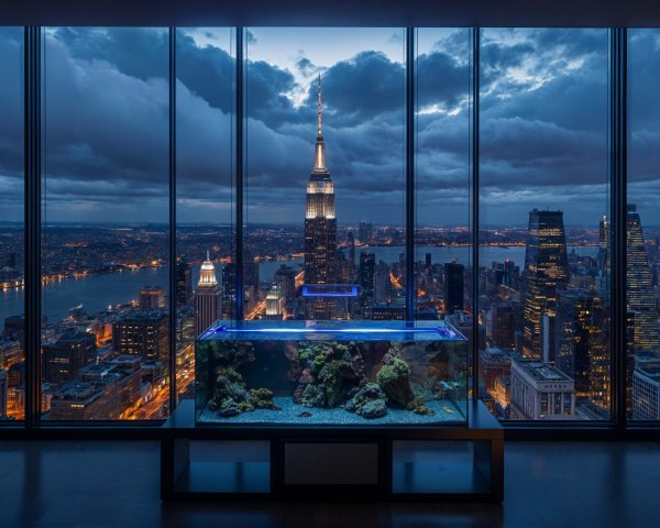 Urban Landscape with Empire State Building and Aquarium