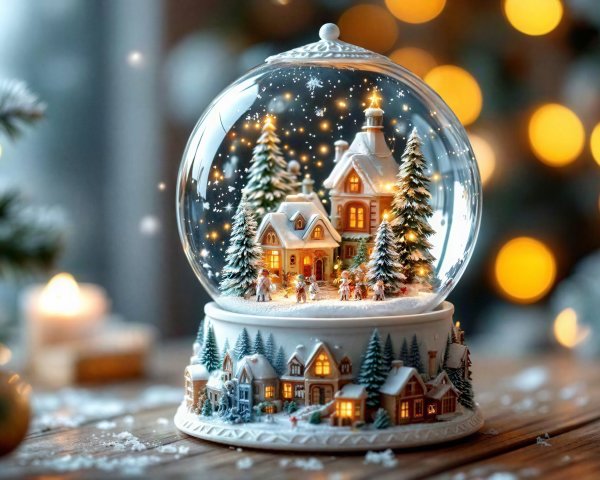 Elegant Holiday Snow Globe with Winter Wonderland Scene