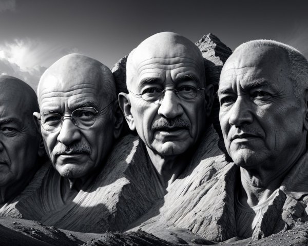 Dramatic Mountain Landscape with Sculpted Faces