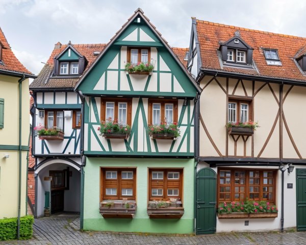 Charming Half-Timbered Houses in a Picturesque Street
