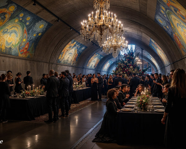 Elegant Event in Grand Arched Hall with Chandeliers