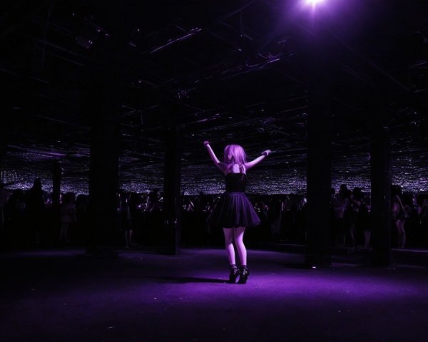 Dimly Lit Venue with Vibrant Purple Atmosphere