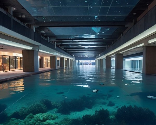 Modern Interior with Water and Starry Ceiling